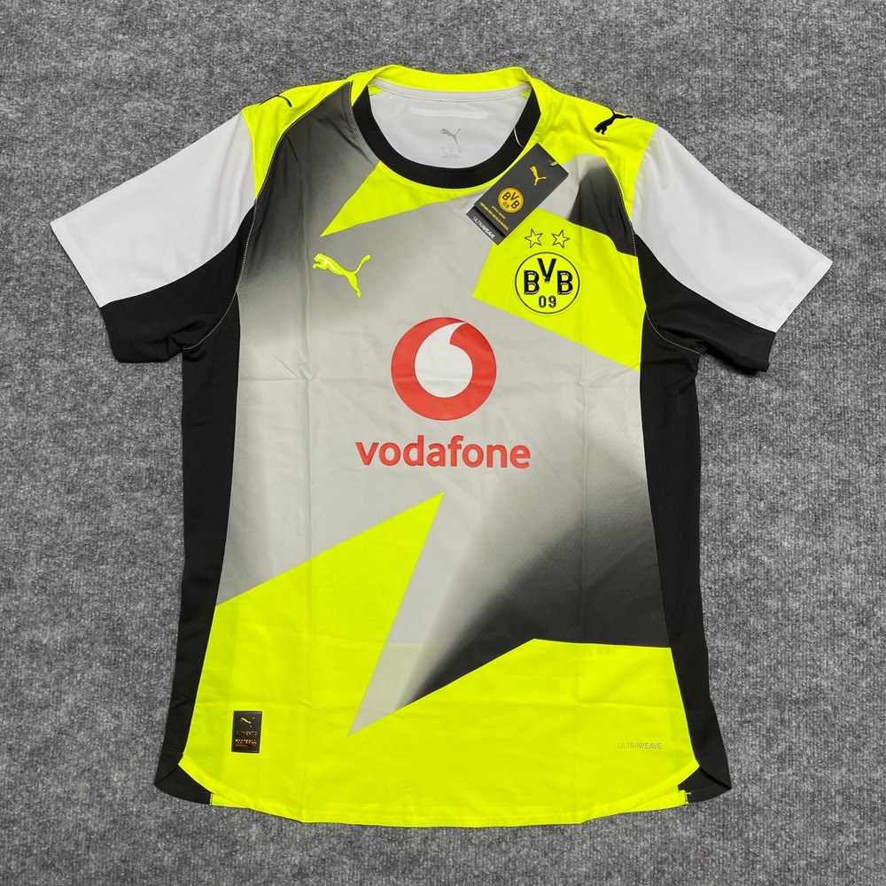 Borussia‎ Dortmund Jersey Mens Medium Silver Yellow Authentic BVB Puma Fussball
